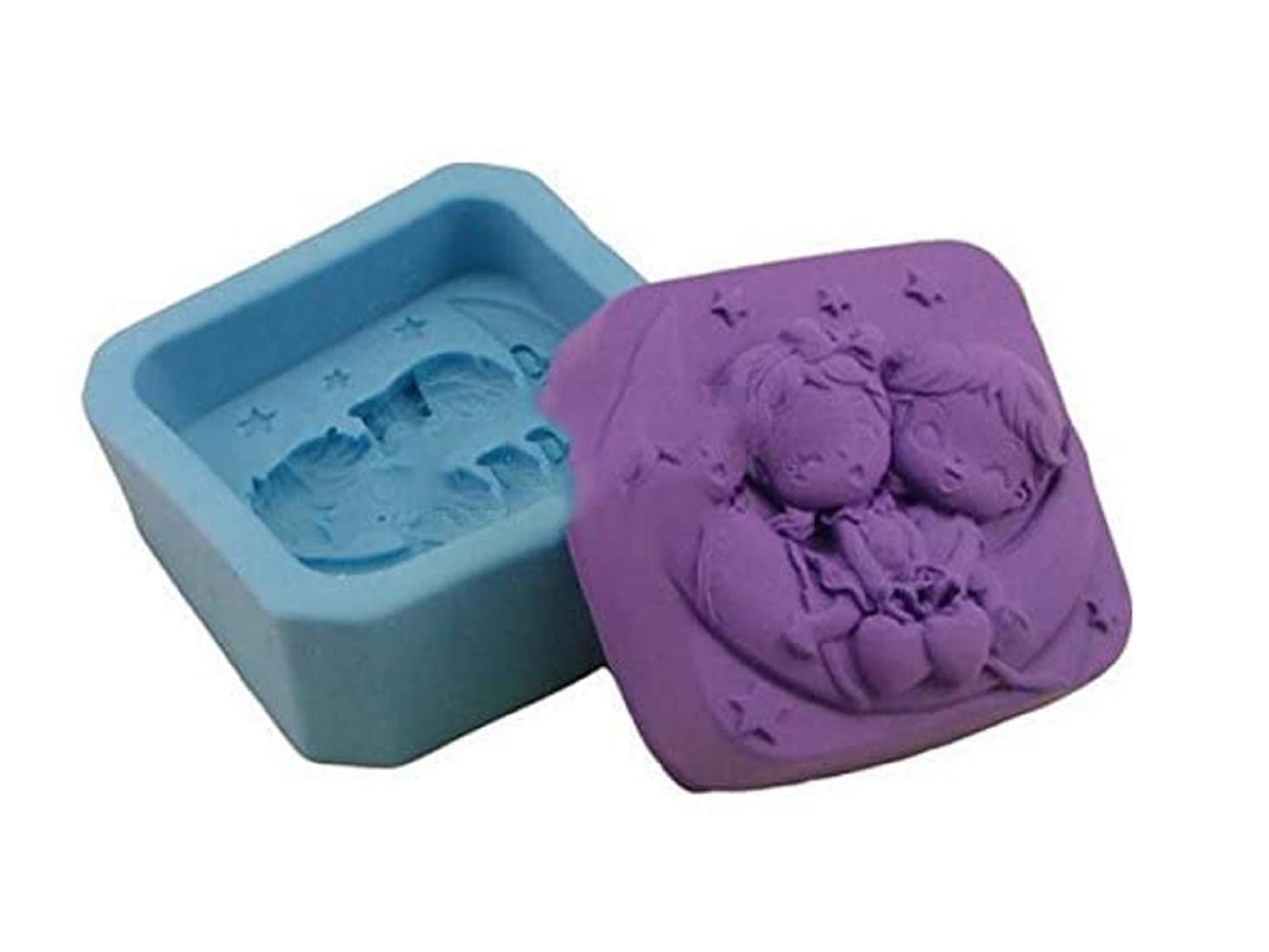 FirstTry Soap Mold I Silicone Square Couple Moon Shape Mould I 3D Cake Decor Tools I for Homemade Lotion Bar, Bath Bombs, Polymer Clay, DIY Candle Resin Making Craft Art - 1 Cavity-image-20