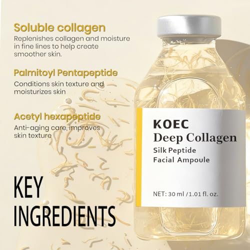 KOEC Deep Collagen Silk Peptide Facial Ampoule Face Lifting Serum,Intensive Tightening & Smoothing & Hydrating,Non-Greasy,Gentle Formula 1.01 Fl Oz / 30ML