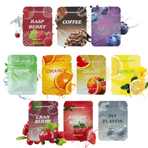 Juego de 10 núcleos de algodón de resistencia respiratoria, sin humo, dejar de fumar, cigarrillo sin humo, para dejar de fumar, 10 sabores (menta, café, naranja, etc.) 8 x 6 cm, para cadena de