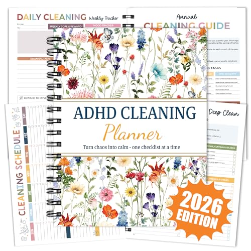 BLOOMOST ADHD Cleaning Planner - Daily Weekly & Monthly Cleaning Checklist Organizer for Adults & Teens Break Chores Into Small Wins Glossy Erase Checklists - Planning Pages (version 2)