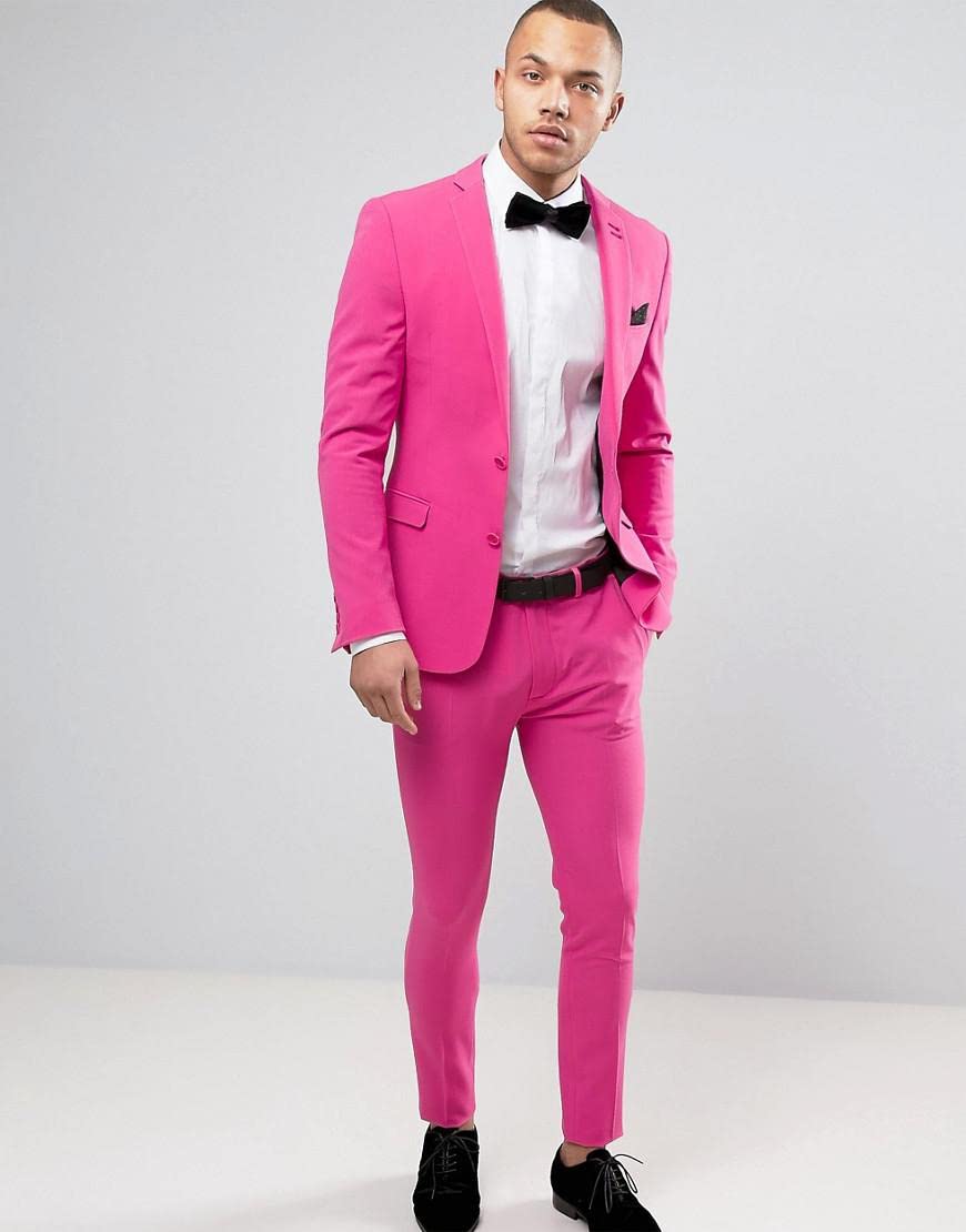 Uomo Vestito Notch Risvolto Giacca Pantaloni Due Bottoni Sposo Matrimonio Smoking