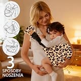 LUKIUP Nosidełko dziecięce z boku do 20 kg, wzór panterki, regulowane nosidełko dla niemowląt, ergonomiczne nosidełko dla malucha, regulowane nosidełko dla noworodków (D)