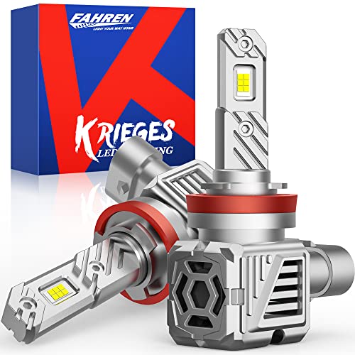 Krieges Fahren Newest H11 LED Headlight Bulbs, 22000LM 600% Brighter H11/H9/H8 LED Headlights, 6500K Cool White Wireless LED Bulb for Low Beam High Beam, Halogen Replacement, Plug and Play, Pack of 2