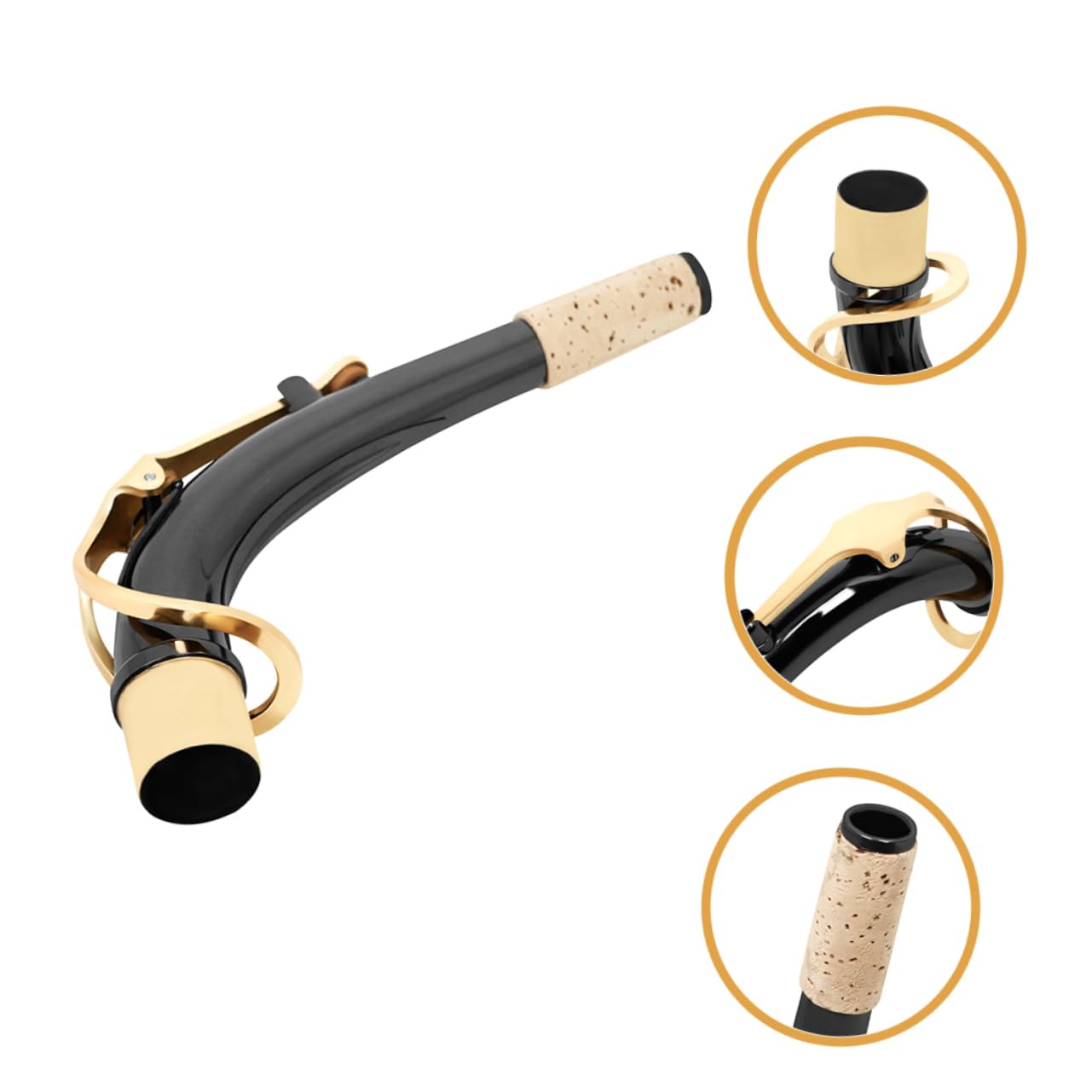 ibasenice 5pezzi Sostituzione Collo Curvo Per Sassofono Ottone Con Bocchino Kit Di Riparazione Per Sassofonisti Per Migliorare Intonazione e La Qualità Del Suono