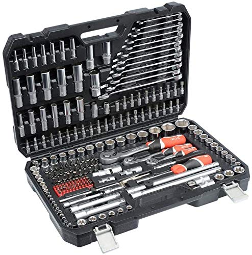Image of Yato YT-38841 Socket Set 1 /4 inch, 3 /8 inch & 1 /2 inch 215Pcs|Socket Wrench Set|Socket Cover|Socket Set Tool Box|Power Tools|Home Tools|Industrialtools|Mechanical|Automotive|Chrome finished|AS-DRIVE|CrV 50BV3, Steel