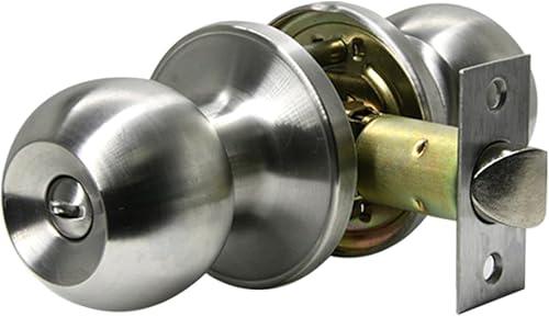 Pomo para puerta de entrada, cerradura de puerta de níquel con cerradura interior sin llave Thurmb sin llave, 1 paquete