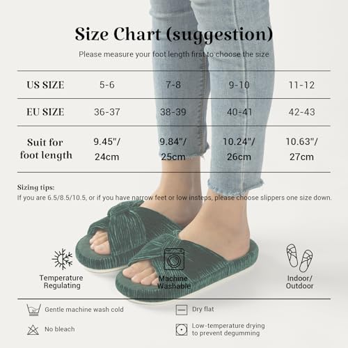 Image of Chantomoo Slippers for Women Memory Foam House Bedroom Corduroy Bow Crossbands Slipper Shoes Comfy Trendy Gift Slippers