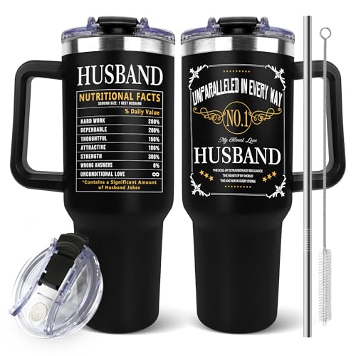 Fathers Day Tumbler Gifts for Husband from Wife - Anniversary Wedding Gifts for Men - Husband Birthday Gift Ideas - Christmas Valentines Day & I Love You Gift for Him - To My Man 40 Oz Tumbler