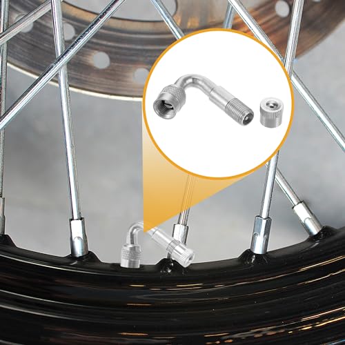 Image of 1 Set 45-Degree Universal Tire Valve Stem Extenders Extension Adapter - Cars RV Bicycles Motorcycles Trailers Tubeless Tire Valve - Copper Silver Tone