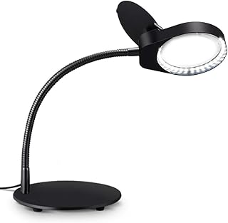 Tm-home 3X Magnifying Glass with Light and Stand, Folding Design with LED Magnifying Lamp for Close Work (Black)