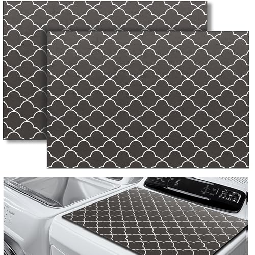 Image of Teenyyou 2 Pcs 26 inch x 18 inch Dryer Top Protector Mat, Washer and Dryer Topper, Non Slip Waterproof Machine Cover Dust Proof Quick Drying Topper Pad for Laundry and Kitchen (Stylish)
