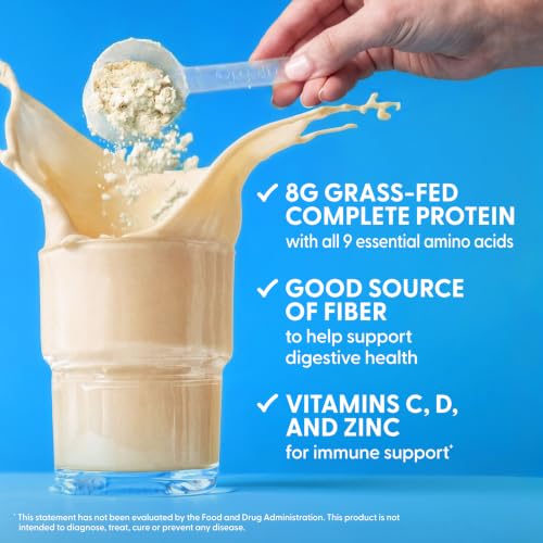 Image of Orgain Kids 8g Grass-Fed Dairy Protein Powder, Vanilla Bean Ice Cream, 1lb | Powder shake mix, 4g fiber, 22 vitamins & minerals, gluten free, no soy, adds nutritents to snacks, for shakes & smoothies