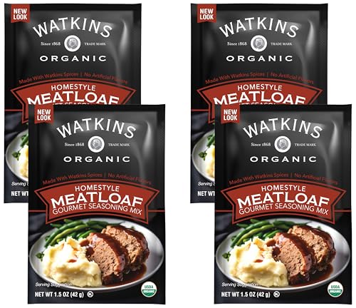 Image of Watkins Organic Gourmet Seasoning Mix, Meatloaf, 1.5 Oz. Pouch, 1 Count (Pack of 4)