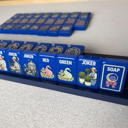 NLWF 4 Layer American Mahjong Set,160 Premium Acrylic Clear Engraved Tiles with Dice & Portable Storage Bag,Portable Western Game for Adult Travel & Home Party (Cobalt Blue Garden) — view 4