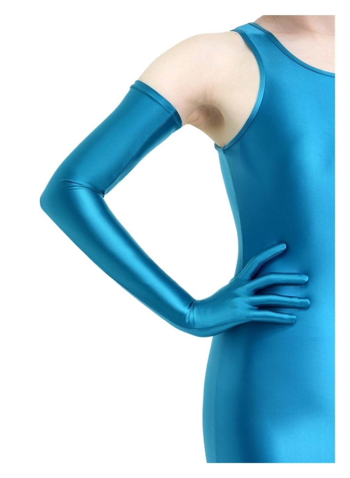 Guanti Lunghi Donna Guanti Guanti lucidi con dita unite Guanti ultra lunghi ad alta elasticità Guanti lucidi da abito