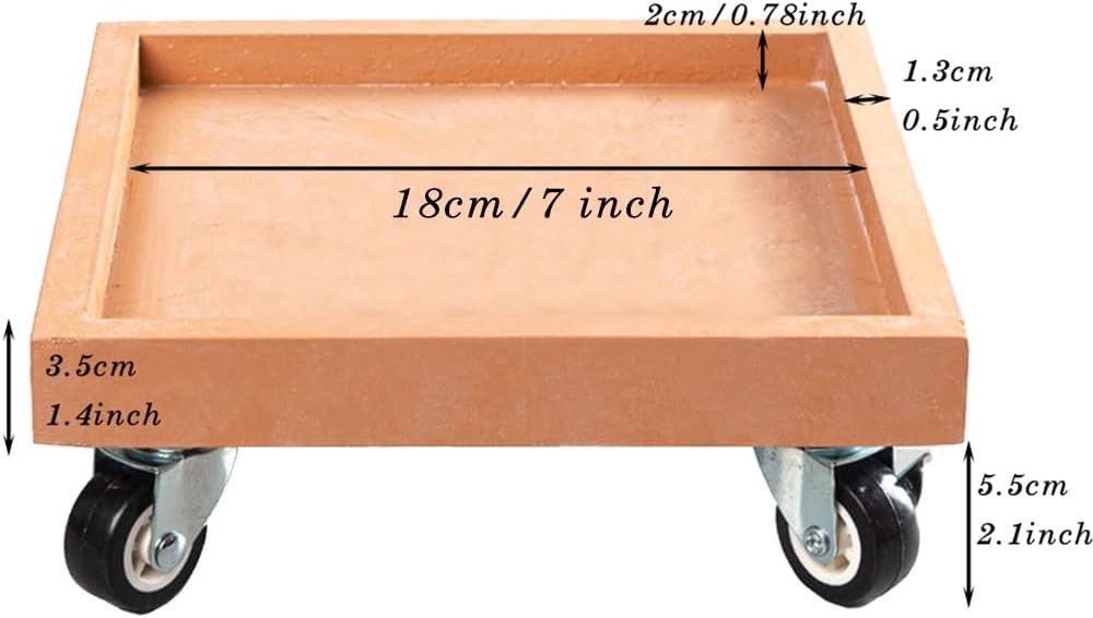 Plant Caddies Square Heavy Duty Plant Caddy with Wheels,Rolling Plant Stand Pot Trolley,Wheeled Planter Saucer Tray,Potted Flower Mover with Casters for Indoor Outdoor