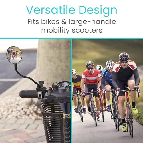 Vive Rear-View Side Mirror - Designed for Scooters, Bikes, Motor Vehicles, Bicycles, Handlebars - Clamp On Scratch Resistant Glass - 360 Rotatable, Adjustable, Universal Fit, Wide Angle Safety Support by Vive - Image 7