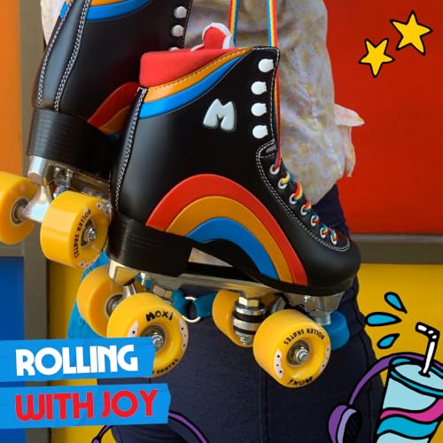 Moxi Rainbow Rider Roller Skates for Women - Beautiful, Durable, Supportive Rainbow Skates with Padded Lining, a Sturdy Plate, and Soft Outdoor Wheels - Asphalt Black - Size 10 - Thumbnail 5