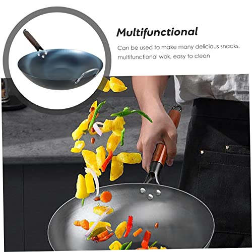 Wok de hierro con mango de madera, fondo redondo, 58 cm miniatura 3