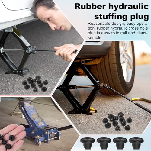 Image of 16 Pack Hydraulic Jack Oil Plug for Floor Jacks, Rubber Jack Oil Plug Flat-Head Rubber Hydraulic Filler Bung for Oils Reservoir Hole Black Jacks Plugs for Oils Reservoir Filler Hole Accessories