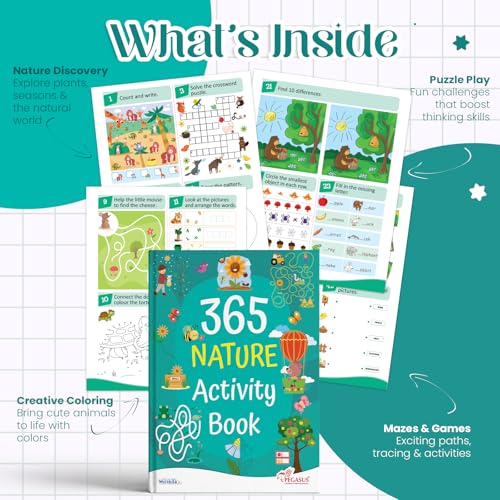 Image of 365 Nature Activity Book for Kids 4+ | Fun Activities with Games, Puzzles, Coloring & Outdoor-Inspired Challenges | Best Gift for Children