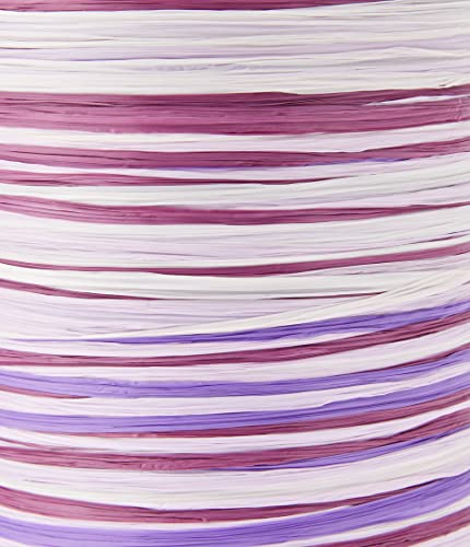 PRÄSENT C.E. Pattberg Raffia-Multicolour Bastband Flieder-rosa-weiß, 50 m Geschenkband zum Einpacken, 5-strängiges Bastelband für Geschenke, Zubehör zum Dekorieren & Basteln