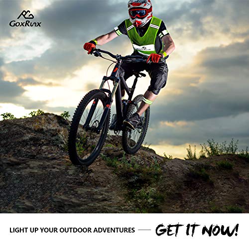 Goxrunx 2 Pack Reflective Vest Running Gear, Ultralight & Comfy Cycling Reflective Vests With Large Pocket & Adjustable Waist For Women Men, Night Runner Safety Vest + Hi Vis Armbands & Bag(Medium) #TOP6