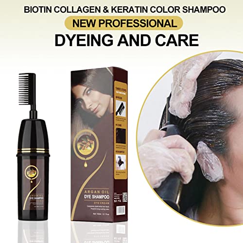 3 Pcs Tintura de cabelo preto - Cor de cabelo com aplicador de pente Easy Use Kit de creme de colora
