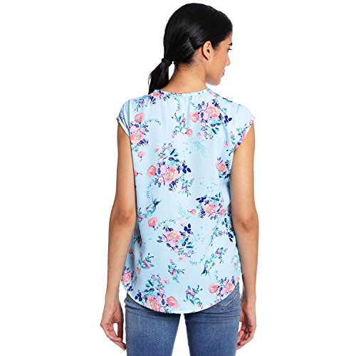 Image of Light Blue Floral Women Ruffle Top