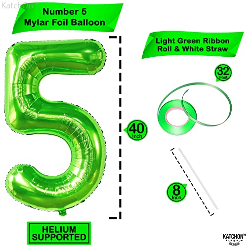 Image of KatchOn Light Green 5 Balloon Numbers, 40 Inch