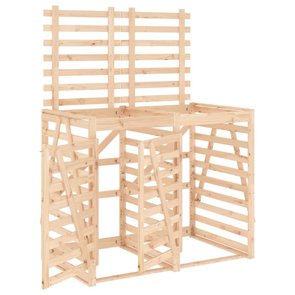 Cobertizo Doble para Cubos de Basura Madera Maciza de Pino,Casa y jardín,Productos del hogar,Accesorios para contenedores de residuos,Soportes para contenedores de residuos,42.47kg-3157685