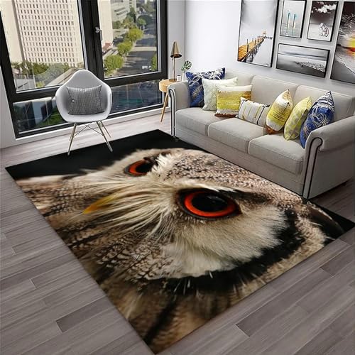 Salon pour Enfants Chouette des Animaux 3D Motif Tapis Salon Chambre Chambre Chevet Lit Avant Table Basse Hanging Panier Computer Carpet Chair, 40 X 60 Cm...