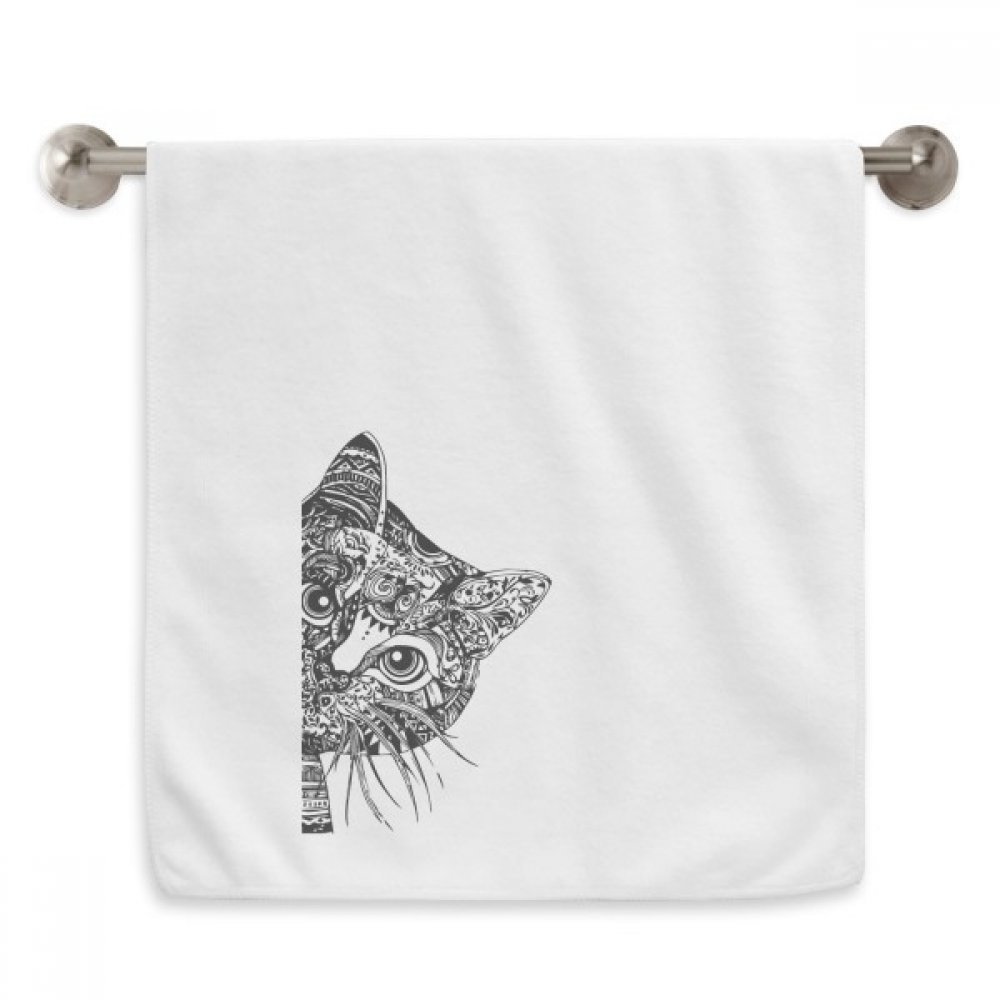 Serviette de toilette chat noir serviette débarbouillette absorbante blanche 13x29