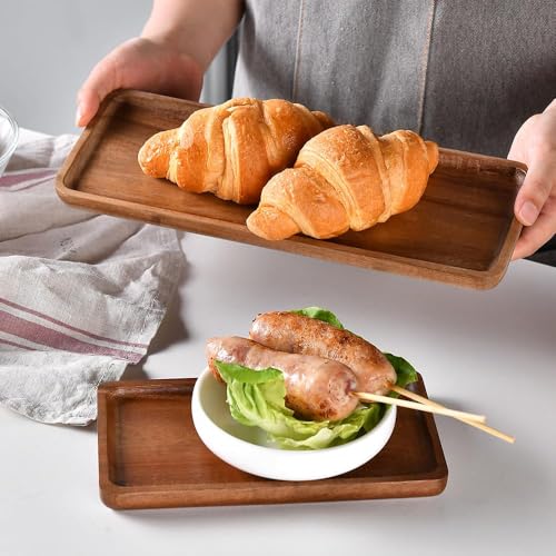 Image of Bathroom Rectangular Vanity Tray, for Counter, Toilet Tank, Wood Bathroom Tray for Organizing and Home Decor (9.8 x 5.1 x 0.8 inch)