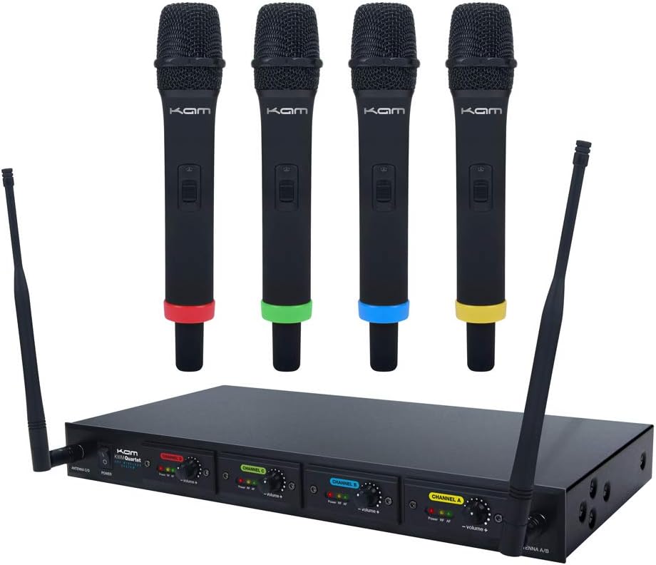 KAM KWM Quartet - UHF Wireless Microphone System (x4 Mics & UHF Receiver)