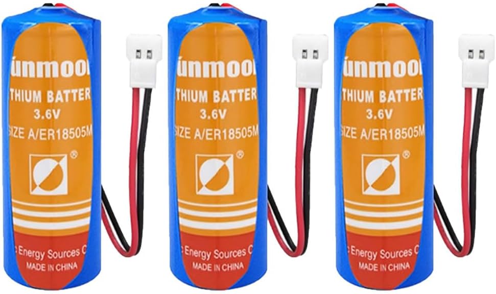 (3-Pack ER18505M 3.6V 3200mAh Non-Rechargeable Lithium Battery ER18505H (with 51005 White Plug)