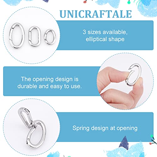 Unicraftale STAS-UN0040-93-US12 3Pcs 3 Styles Spring Gate Rings Stainless Steel Snap Clasps Oval Clips Snap Hooks Spring Keyring Buckle Clasps thumb #4