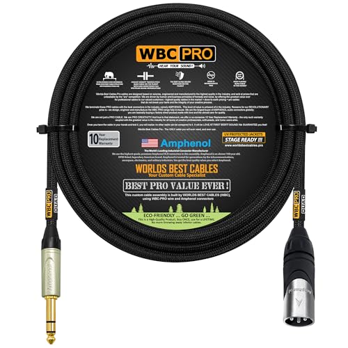 Câble XLR vers TRS ultra silencieux WBC-PRO-Quad avec gaine tweed noir 4,6m