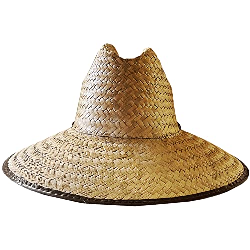 Kids Double Weaved Hard Shell Shade Hat Wide Brim Fit Boys and Girls Straw Hat Kids Life Guard Hat Beige3