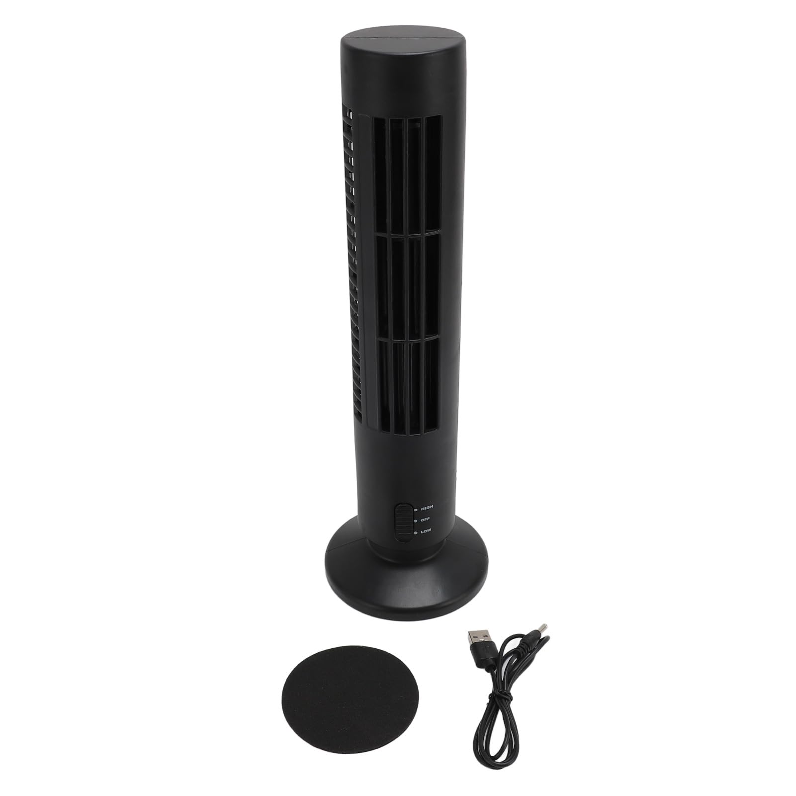Cocoarm Tower Fan, ABS USB Bladeless Quiet Portable Desk Fan with 2 Speeds for Home Bedroom (Black) โ image 1