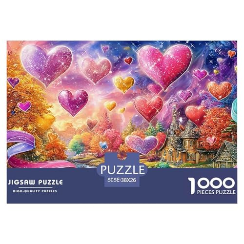 Puzzle Heartland Fantasy en Carton recyclé pour Enfants souffrant de Troubles de l'attention - Motifs de cœurs colorés - 1000 pièces - Jeu éducatif...