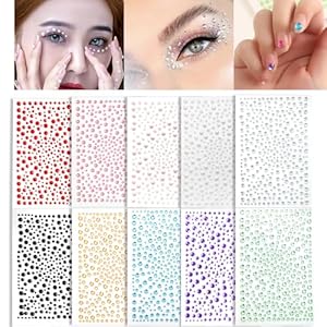 3250 Pcs of Self Adhesive Face Gems Rhinestone Pearl Stickers 3/4/5/6mm Stick on Body Nail Hair Face Jewels Rave Accessories for Festival Holiday Party Costumes Makeup Crystal Jewels Stickers for DIY