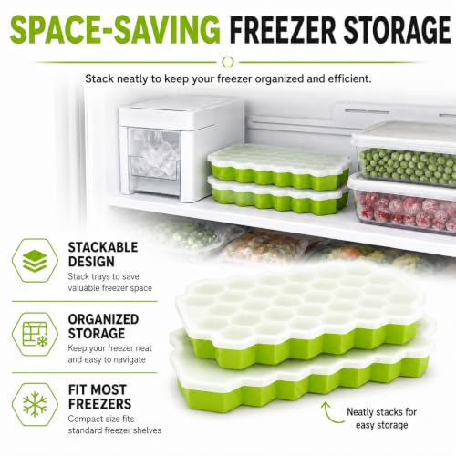 Bandeja de cubitos de hielo de silicona 2 pack con tapa miniatura 3