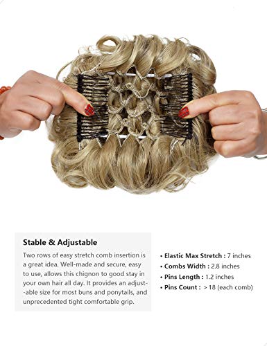 Yamel Chignon Hairpiece Curly Bun Scrunchie Extensions Synthetic Updo Combs in Messy Bun Hair Piece for Women Sandy Coffee to White Blonde - Image 3