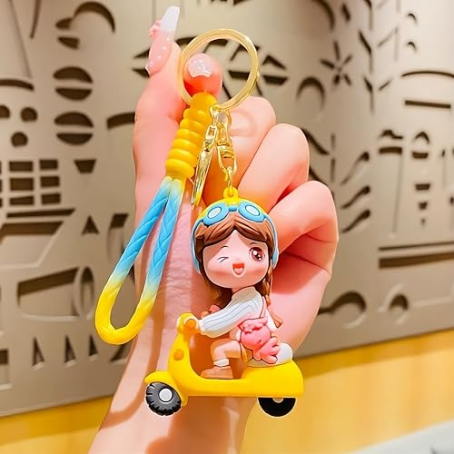 Image of Cute Cartoon Character Silicone 3D Key Chain with Strap Charm & Metal Hook, Merchandise Key Rings Gift for Kids Girls Boys Men & Women