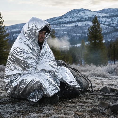 Image of 4pcs Emergency Thermal Blanket, Space Blankets Survival, Thermal Emergency Foil Blanket for Hiking, Camping, Outdoor, Marathons or First Aid, Sliver