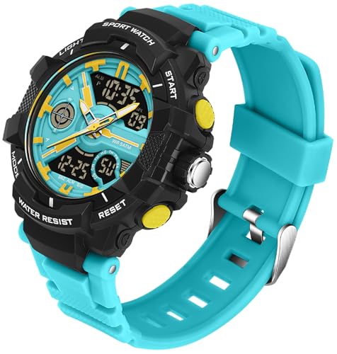 Montre homme étanche à grand cadran orange avec double affichage LED