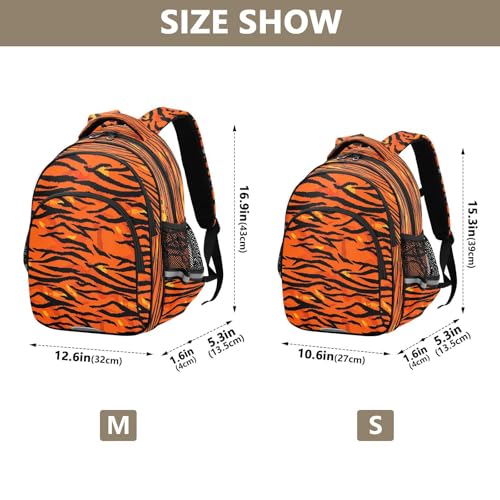 17 Inch Kids Backpack for Girls Boys, Backpack for Boys Elementary School, Tiger Print Orange Black4