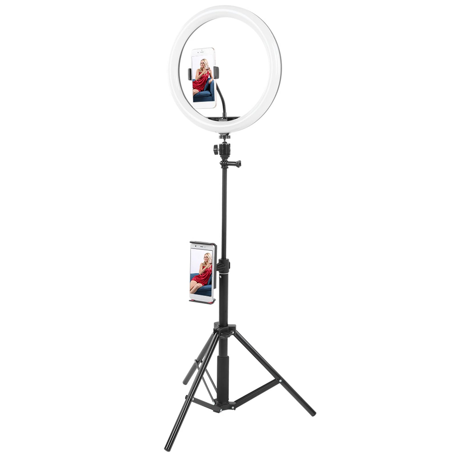 EMUKOEP Ringlicht, Dimmbares LED-Fülllicht für Make-up, Video, Studio, Verstellbares Stativ 12 Zoll mit Handy-/Tablet-Clips