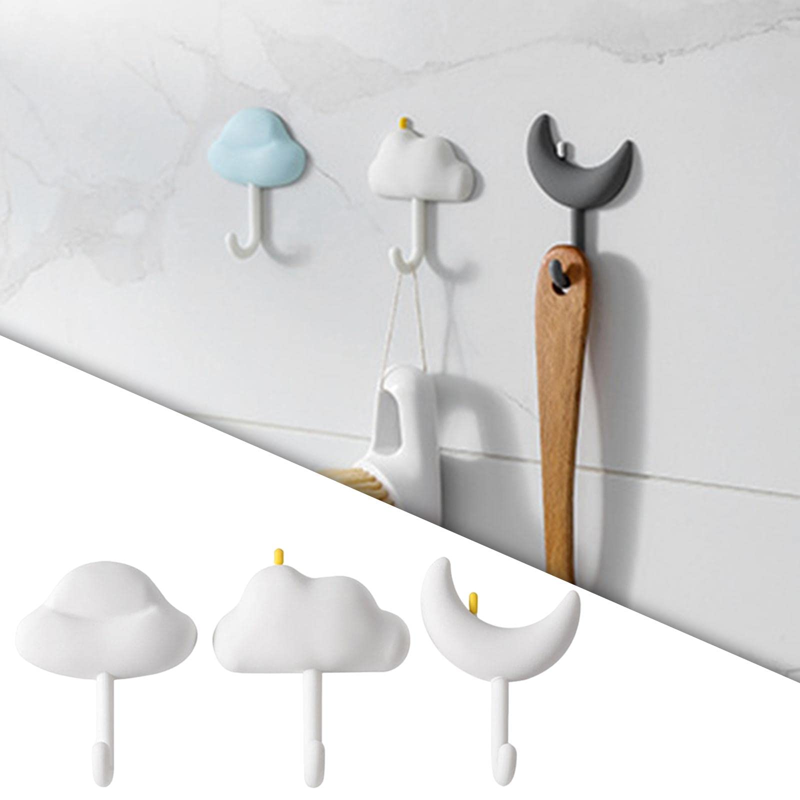 MRKU Appendiabiti con 3 Ganci da Parete/da Montare a Parete, Impermeabile, Adesivo/per Cappelli, Asciugamani, Doccia, Soggiorno